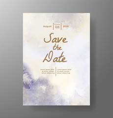 Wedding invitation with Abstract splashed watercolor background