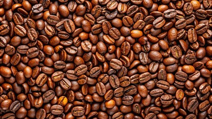 Obraz premium Background of fresh roasted coffee beans , coffee, beans, background, fresh, roasted, aroma, caffeine, dark, brown