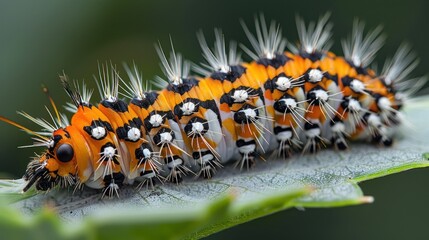 Obraz premium Close-Up of a Colorful Caterpillar with Spikes