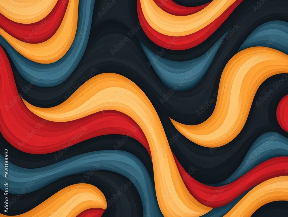 Poster mesmerizing abstract pattern with fluid interlocking shapes in a seamless harmonious composition cap