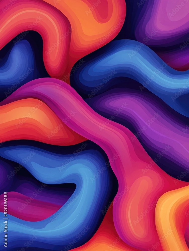 Poster fluid gradient shaded shapes with dynamic shadow effects create a captivating abstract digital artwo