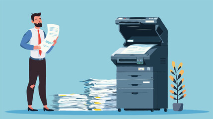 Flat vector Office documents copier cartoon vector illustration