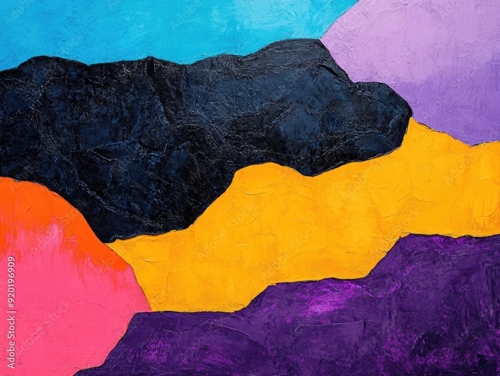 Poster vibrant amorphous shapes with textured surfaces in abstract composition dynamic and fluid digital wi