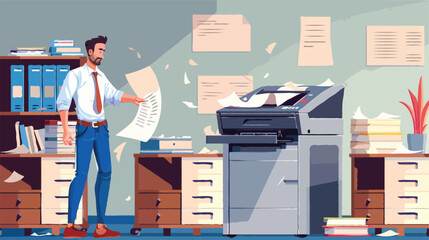 Flat vector Office documents copier cartoon vector illustration