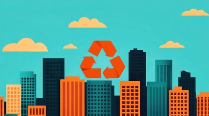 Fototapeta premium Circular Economy Infographic Reducing and Reusing Waste Through Flat Design Sustainable Eco Friendly Recycling and Repurposing Concept