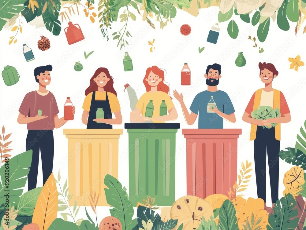 Poster flat design representing a zero waste event that promotes sustainable practices and environmental co