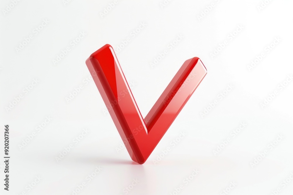 Poster A red V-shaped object on a white surface