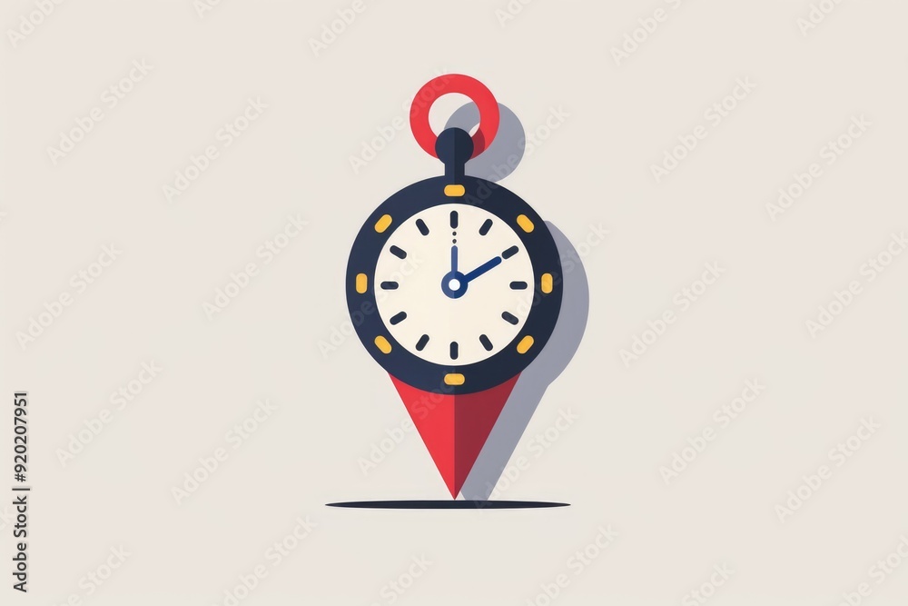 Aufkleber A close-up shot of a clock with a red marker pointing to the time