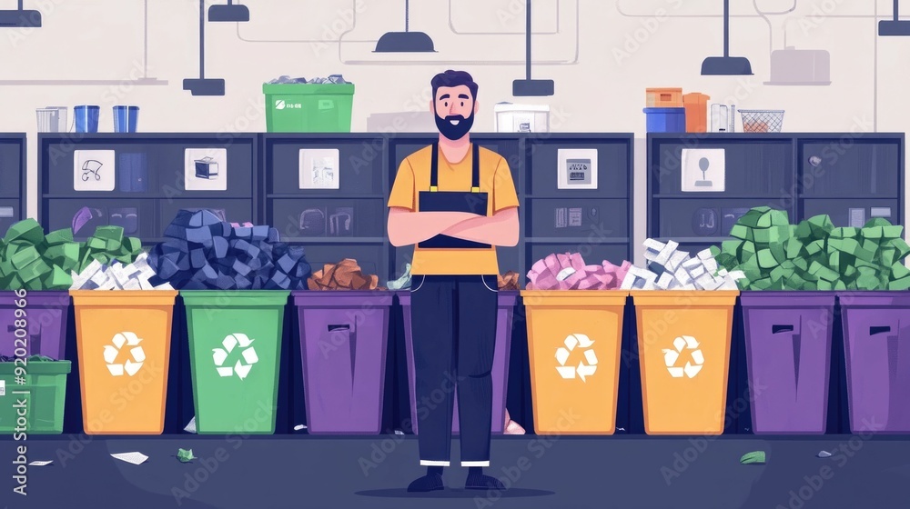 Poster ai powered recycling initiative streamlining sustainable waste management through automated sorting 