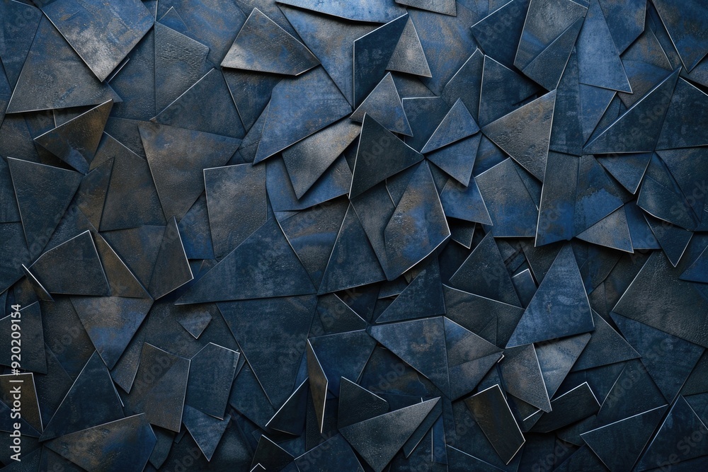 Poster Blue background with various triangular shapes