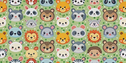 Fototapeta premium s of cute animal patterns in a seamless tile design , animals, cute, patterns, seamless, tile, texture, background, fun