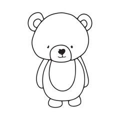 handrawn black line kawaii baby bear with variant activity gesture.  coloring book character bear. element stock bear