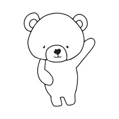 Naklejka premium handrawn black line kawaii baby bear with variant activity gesture. coloring book character bear. element stock bear