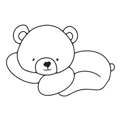 handrawn black line kawaii baby bear with variant activity gesture.  coloring book character bear. element stock bear