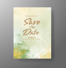 Wedding invitation with Abstract splashed watercolor background