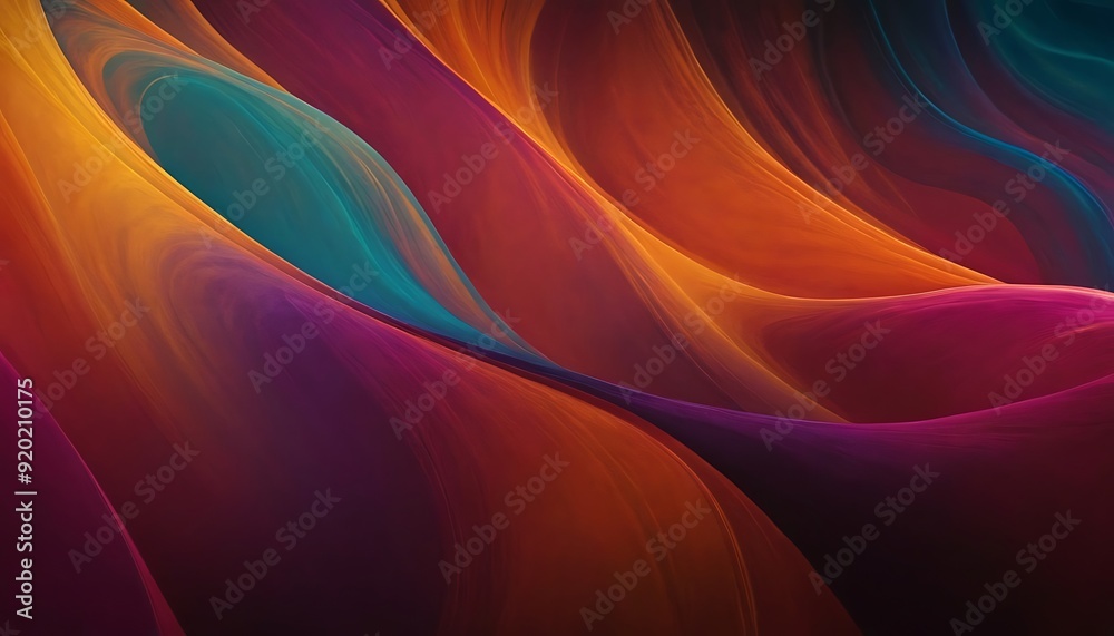 Wall mural abstract soft neon waves in multiple colors on a dark background. futuristic wallpaper8