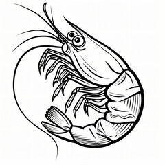 Cartoon of a Shrimp children coloring book page 