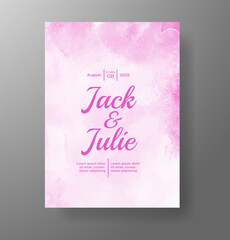 Wedding invitation with Abstract splashed watercolor background