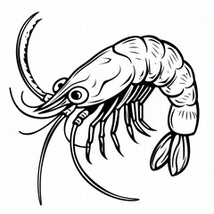 Cartoon of a Shrimp children coloring book page 