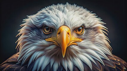 Fototapeta premium Intense close-up of a majestic eagle showcasing detailed feathers and a fierce gaze, eagle, bird, wildlife, predator, close-up