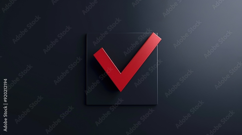 Aufkleber simple icon of a red check mark on a black background