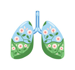 clean air lungs with flowers and leaves