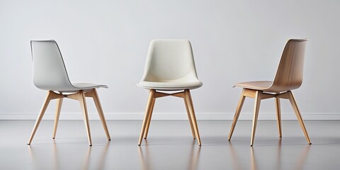 Modern minimalist chair for home or cafe interior in various angles, furniture, chair, home decor, cafe