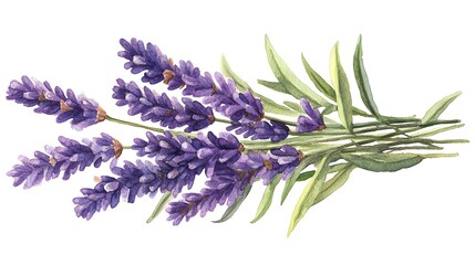 A watercolor illustration of fresh lavender sprigs