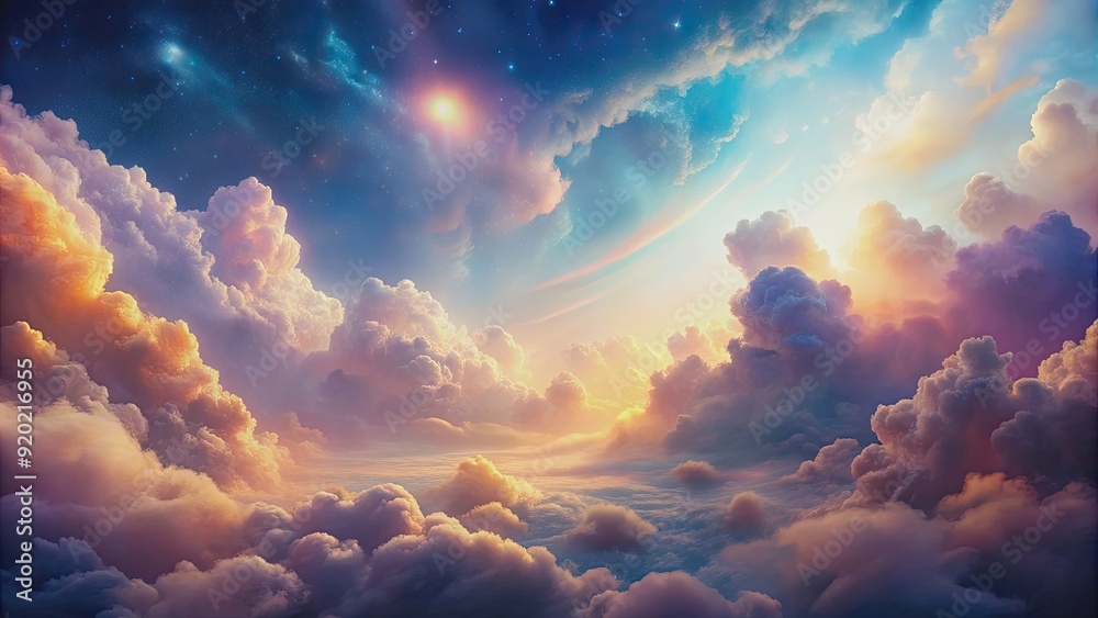 Wall mural abstract clouds in a dreamy and mystical background, dreamy, mystical, abstract, clouds, soft, fluff