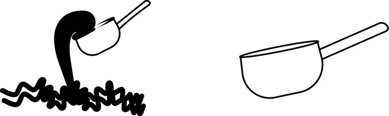 vector icon of a ladle filled with falling water