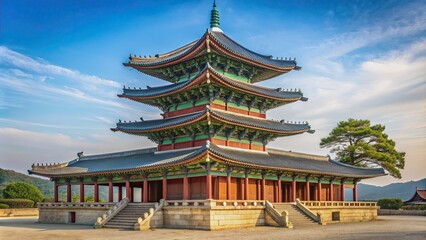 Obraz premium Replica tower of Hwangnyongsa temple in Gyeongju South Korea , Gyeongju, South Korea, replica, tower