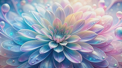 Obraz premium Gradient flower with liquid shimmering petals in pastel colors, creating an abstract floral background , pastel, gradient