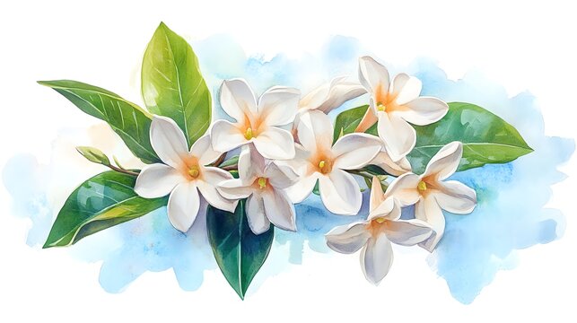 A watercolor illustration of a fragrant stephanotis flower