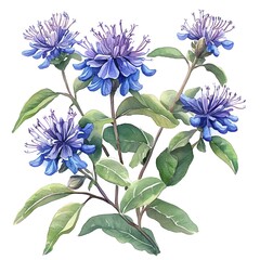 A watercolor illustration of wild bergamot flowers