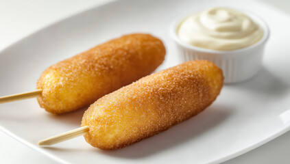 Delicious food homemade corn dog snack