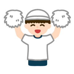 白組を応援している男の子