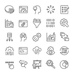 Data analystic thin line icons collection. Editable stroke. For website marketing design, logo, app, template, ui, etc. Vector illustration.