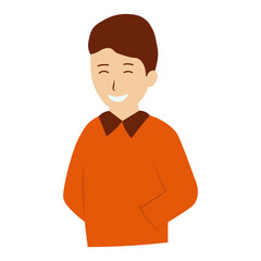 Laughing Young People Character with Cartoon Design and Shape. Vector Illustration