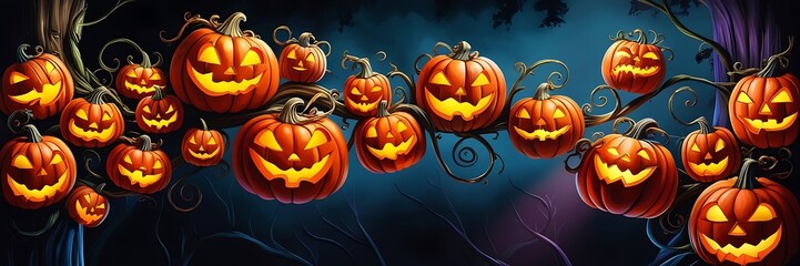 Fototapeta premium halloween pumpkin lantern