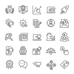 Digital marketing thin line icons collection. Editable stroke. For website marketing design, logo, app, template, ui, etc. Vector illustration.