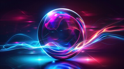 Abstract Orb of Light with Dynamic Color Waves