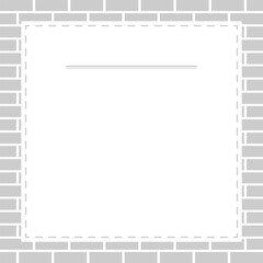 White frame on a brick wall. Vector illustration for your design.