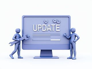 Computer Technicians Performing A Software Update on a Digital Interface