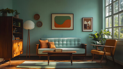 A cozy living room with modern furniture and vibrant decor.