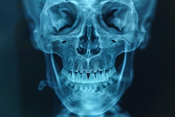 Fototapeta premium Human skull X-ray image, medical radiography, skeletal anatomy
