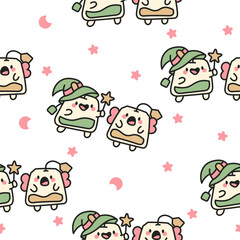 Cute tea bags friends forever. Seamless pattern. Funny couple sachet cartoon characters. Hand drawn style. Vector drawing. Design ornaments.