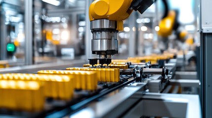 Automated production line with machines assembling products with precision and speed