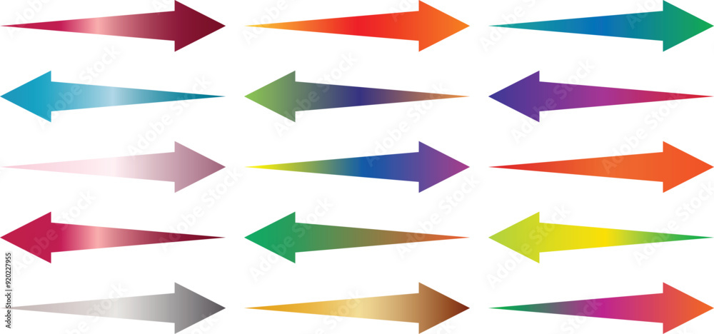 Poster set of gradient hand drawn arrow symbol. simple gradient arrow icon vector illustration.