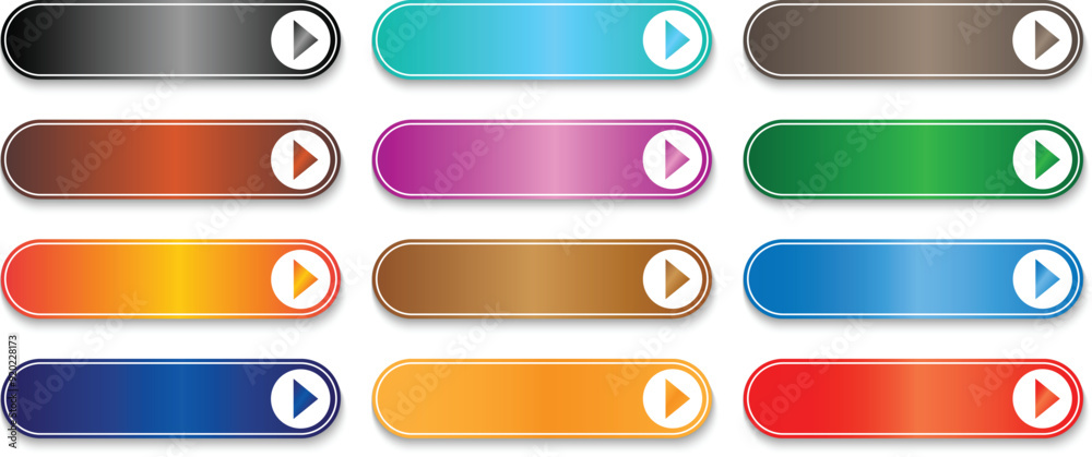 Aufkleber set of different gradient buttons with arrow. web menu buttons template vector illustration.