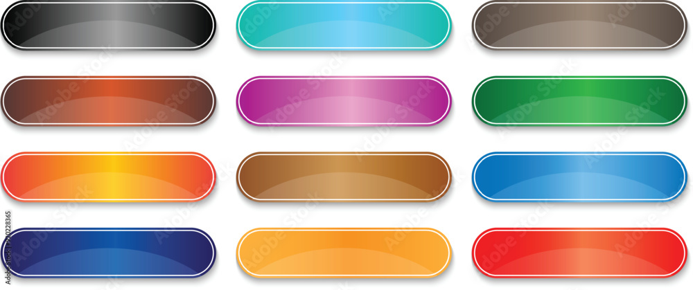 Poster set of different gradient shiny buttons for web. web menu buttons vector illustration.